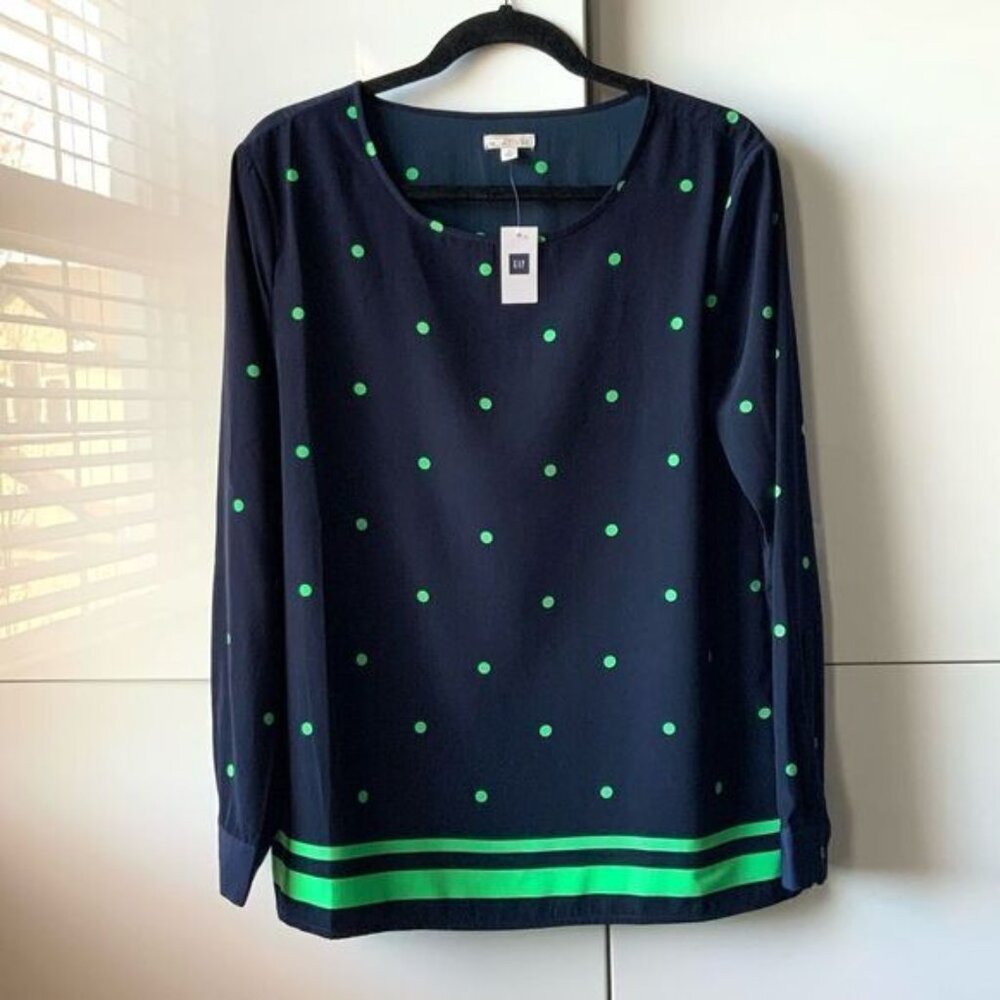 Gap NWT Navy and Green Blouse Size M